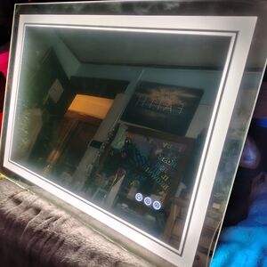 Large LED Lighted Vanity Mirror with White Frame